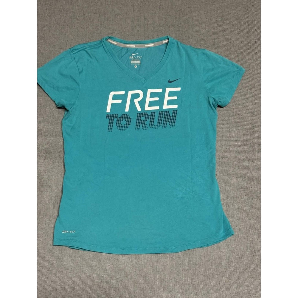 Nike Women S Small V-Neck Short Sleeve Athletic Running T-Shirt Teal Free To Run